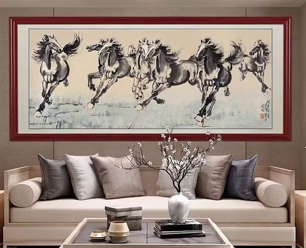 Pintura de tinta em estilo chinês Poste de animais Pintura HD Impressão moderna de arte de parede de parede Decoração do quarto da sala de estar