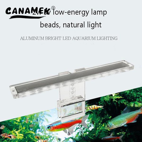 Iluminação Aquária de Aquário de Espectro Completo Luz Aquática de Planta 2W/5V Super Slim com suportes extensíveis para lâmpada de cultivo de plantas de tanques de peixes