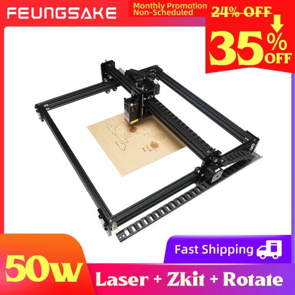 Promoção mensal CNC Machine a laser 50W Assistência AIR CNC Wood Router 90W Laser Gravador Rolo rotativo Máquina de corte de madeira