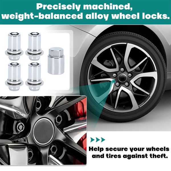 4nuts+1Key anti-lothot 44 mm a luglio ruota di blocco set M12x1.5 per Toyota 4Runner Corolla Lexus GS300 GS400 GS430 0027600901