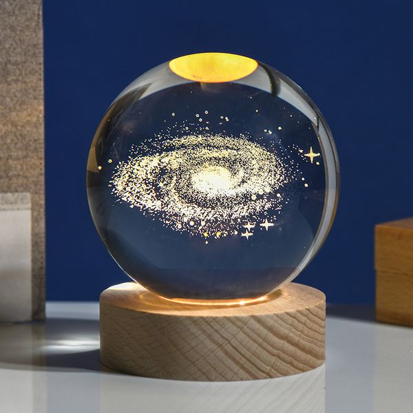 Solarsystem Globe Galaxy K9 Kristallkugel 3D Lasergravierte Astronomie Planeten Ball Home Decor Cosmic Model Birthday Gift