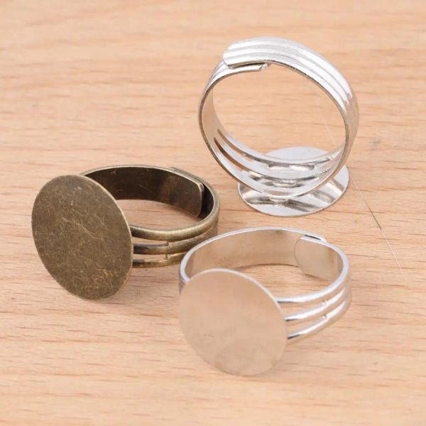 10pcs Antigo moldura ajustável de bronze em branco 14 mm Circle Pad Fingerring Base Configurações para jóias Fazendo suprimentos