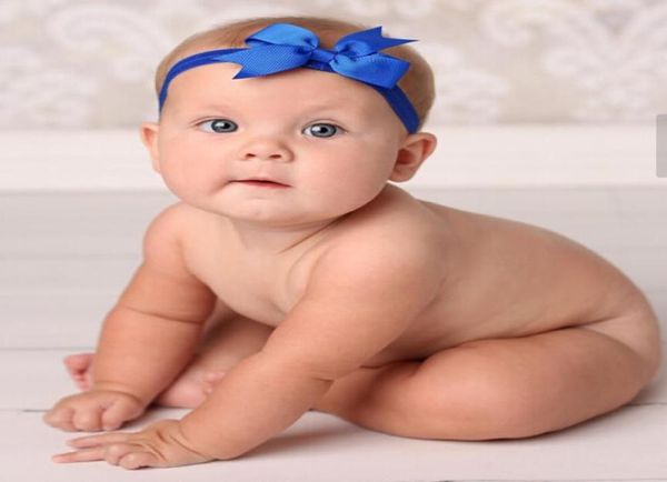3 -дюймовая 120 PCSlot Chic Girl Hair Bowd Daw Diy Satin Ribbon Big Bow Elastic Headdsd для детских новорожденных младенцев -малыша Band7354309