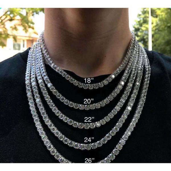 2024 Фабрика цена Moissanite Jewelry 925 Серебряная цепь 3 мм 4 мм 5 мм 6 мм VVS Теннисное ожерелье Moissanite