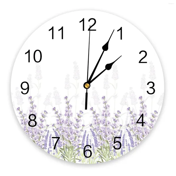 Orologi da parete viola floreale floreale lavanda vintage orologio da letto grande cucina moderna da pranzo rotonda soggiorno orologio decorazioni per la casa