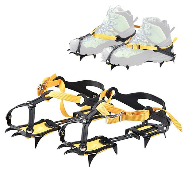 10/12 Crampões profissionais de dente, escalada ao ar livre Pesca Snow Shoe Shoe Capa Montanhista Equipamento de Skid 10/12 Crampon de gelo