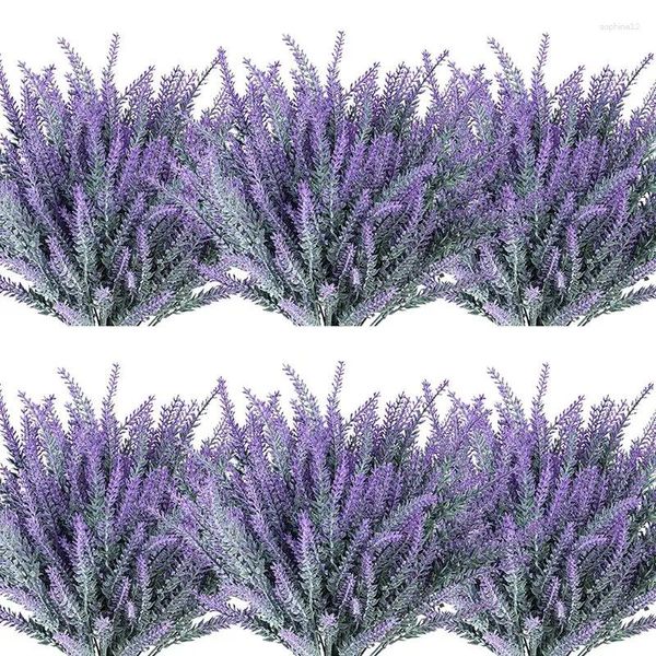 Estatuetas decorativas de lavanda artificial Flores roxas de plástico artificial para casas de casamento no pátio da horta