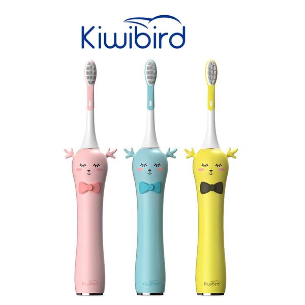 Escova de dentes de dentes sonoros para crianças kiwibird para crianças ipx7 à prova d'água recarregável 60 dias timer inteligente da bateria com cabeça de escova de reposição