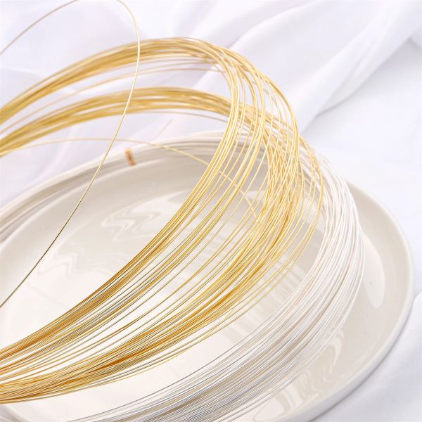 Filo di rame in metallo flessibile in rame oro/argento da 1 m per perline in metallo flessibile in metallo semi-berretto di rame per il braccialetto a pendente bracciale Accessorio