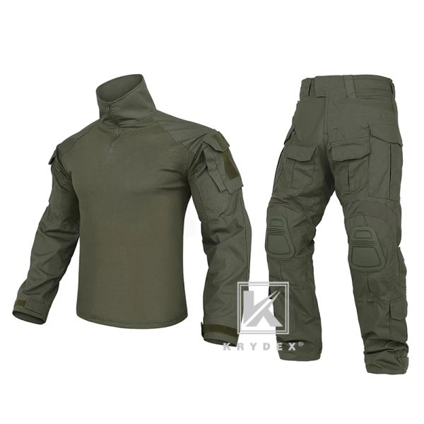 Hosen Krydex CP Style G3 Kampf BDU Uniform Set für Militär Airsoft Jagd Schießtübung Taktische Tarnung Hemd Hosen Ranger Grün Grün