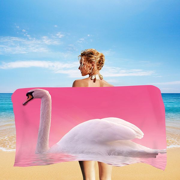 Fantasia Romantic Swan Beach Towel grande Toalha de banheiro Viagem coração Swan Love Flower Praia Towels Face