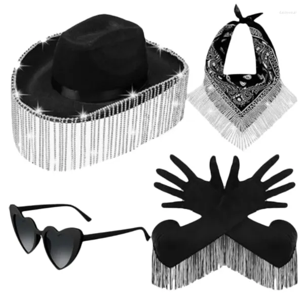 Berretti Western Cowboy Hat Eyewear per doccia da sposa Cowgirl cowgirl costume set femminile night club vestito in maschera