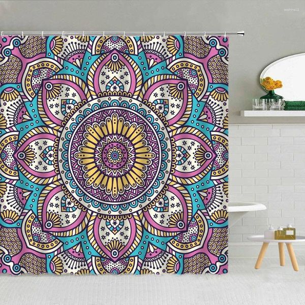 Tende per doccia mandala tende fiorite motivi bohémien tessuto geometrico forniture per bagno di alta qualità con ganci decorazioni in stoffa
