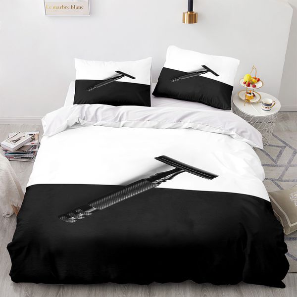 Illustrazioni in bianco e nero motivo set di biancheria da letto cover di trapunta poliestere Queen King size copripiumino set con federa per bambini