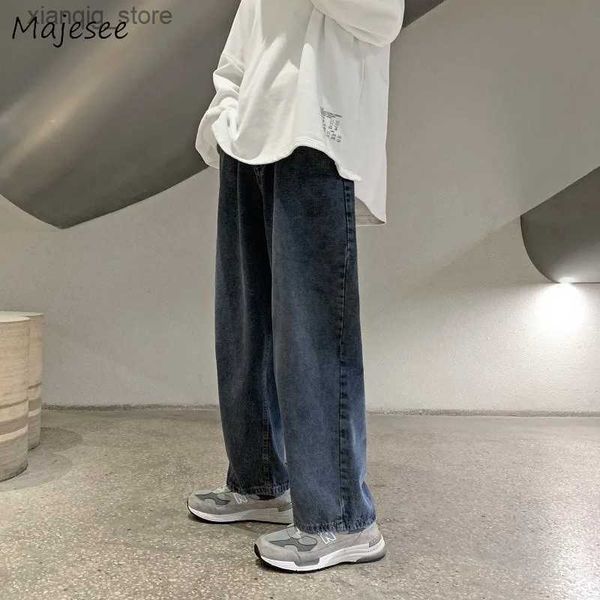 Jeans jeans jeans uomini high street dritta dritta casual streetwear adolescenti coppie bf harajuku pantaloni gambe larghi a gamba che mopping chic ins l49