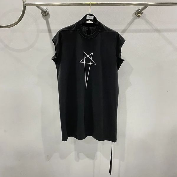 High Street Erkek Tişört Büyük Boy Tees Pentagram Baskı Pamuk O-Beeck Tank Tops Kadın T-Shirt Erkek Giyim 240402