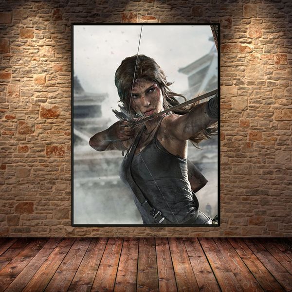 Tomb Raider Classic Game Персонаж Laracroft Poster Canvas Painting Art Wall Prinat