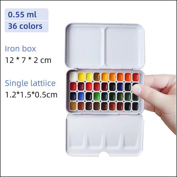 Portátil 36 Cores Sennelier College College Watercolor Paint Conjunto 0,5/1 ml Pacote de viagem para pigmentos para materiais de arte para estudantes artistas