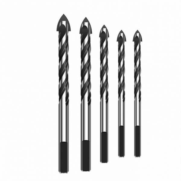 5pcs Twist Bits Bits Defina Tungstênio Triângulo Triângulo Buncos de broca para vidro Cimento de cimento plástico de cimento Avento de concreto de madeira