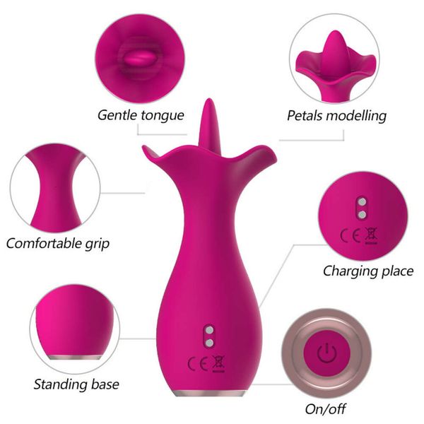 Nuovo design a forma di fiore Lickele Licker G Spot Vibratore Nipple leccata per donne messaggi per le donne giocattoli sexy per adulti