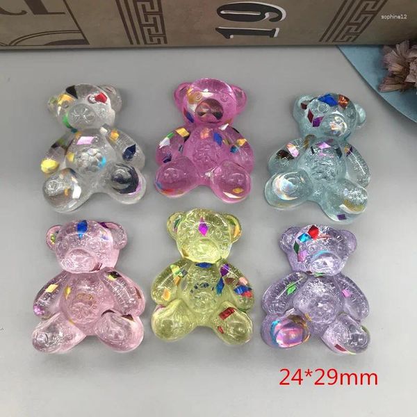 Dekoratif figürinler 10pcs reçine kawaii satıyor renkli bowknot yıldız mühür ayı mücevher aksesuar saç yay merkezi diy