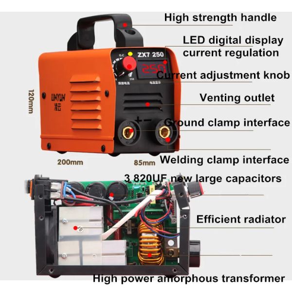 Бесплатная доставка 220V 250A Высококачественные дешевые и портативные сварки сварщики сварки инверторов ZX7-250 Дополнительный хост и кабель