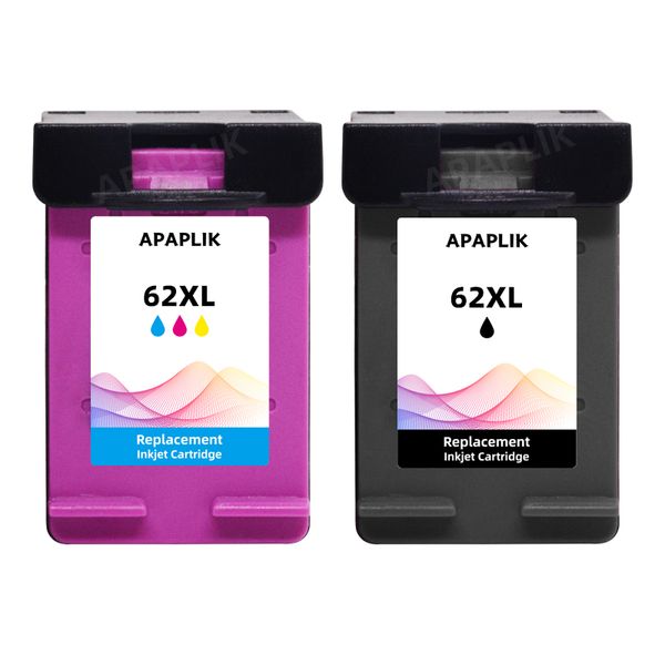 Apaplik Uyumlu 62XL Kartuş HP 62 Mürekkep Kartuşu için Yedek 5542 5543 5544 5545 5547 5548 5642 5644