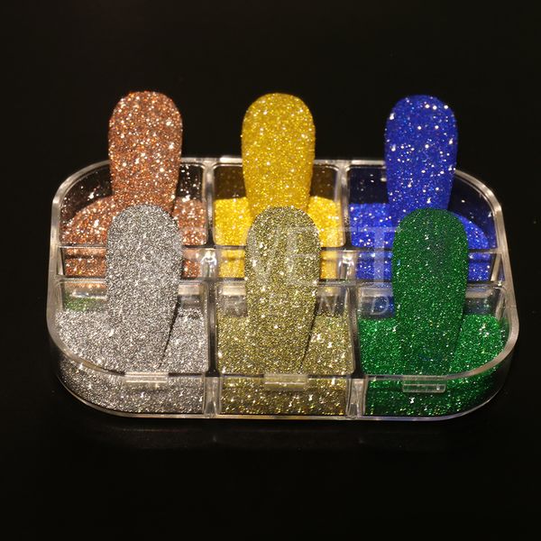 6 griglie Glitter riflettente lampeggia in polvere argento paillettes di diamanti rosa Glitter set di accessori olografici francese SAS85