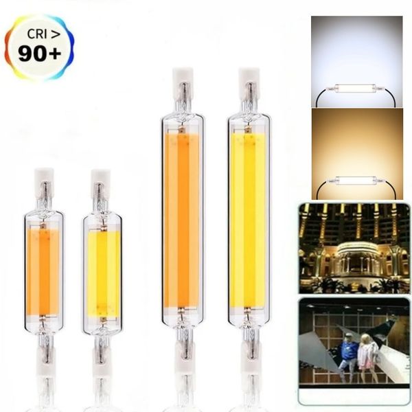 Светодиодная стеклянная труба R7S Cob Glass 78 мм 118 мм высокая мощность J78 J118 COB Light Light Bulb AC110V 220V 230V 240 В Дом Замените галогенную лампу