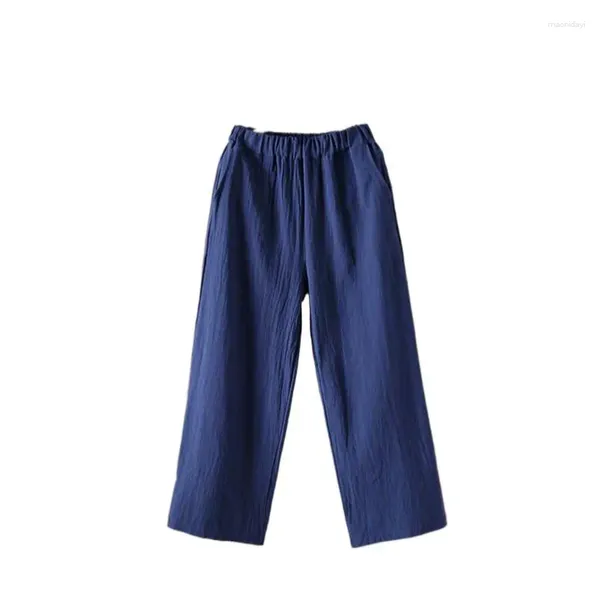 Pantaloni da donna Donne gamba larga in cotone in cotone in cotone ad alta vita pantaloni di lunghezza della caviglia bianca rossa bianca -