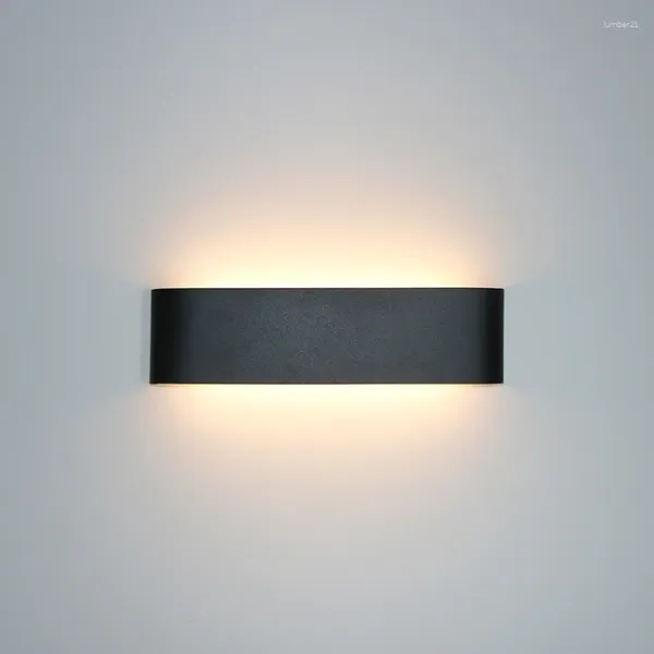 Lampada a parete LED in alluminio nero IP20 moderno luce decorativa minimalista per soggiorno camera da letto corridoio AC85-265V