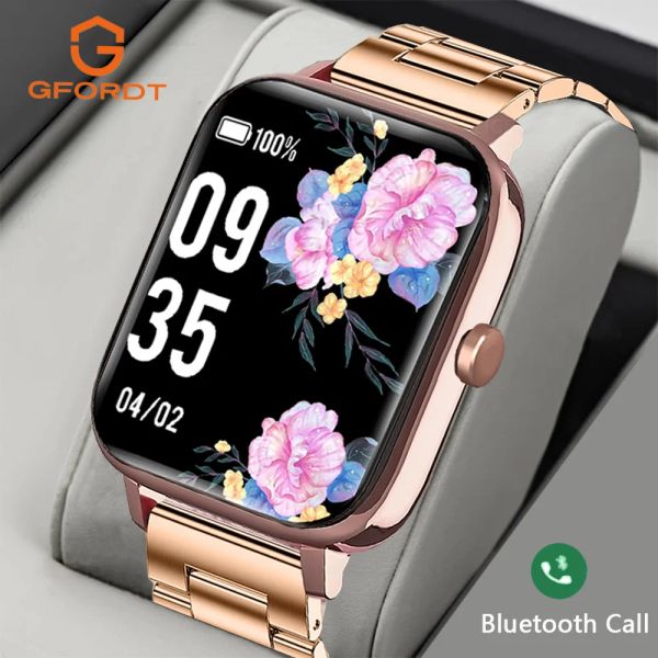 Saatler Gfordt lw82 Pro Bluetooth çağrı Akıllı Saat Kadınlar Erkekler Akıllı Moda Bayanlar İzle IP68 Su Geçirmez Kız Fitness Bilezikler