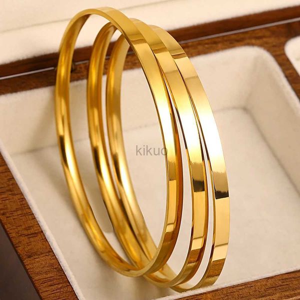 Bangle Greata 3PCS/SET 70 мм 316L из нержавеющей стали круглые гладкие браслеты браслеты для женщин 18 тыс. Золотых металлических водонепроницаемых украшений 244411