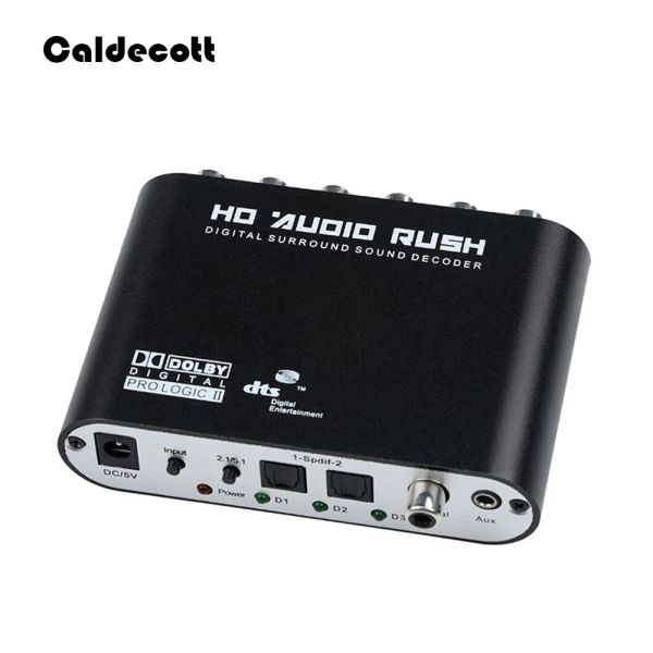 Разъемы Caldecott 5.1 CH Audio Decoder Spdif Coaxial to RCA DTS AC3 Оптический цифровой усилитель Аналоговый усилитель конверта HD Audio Rush