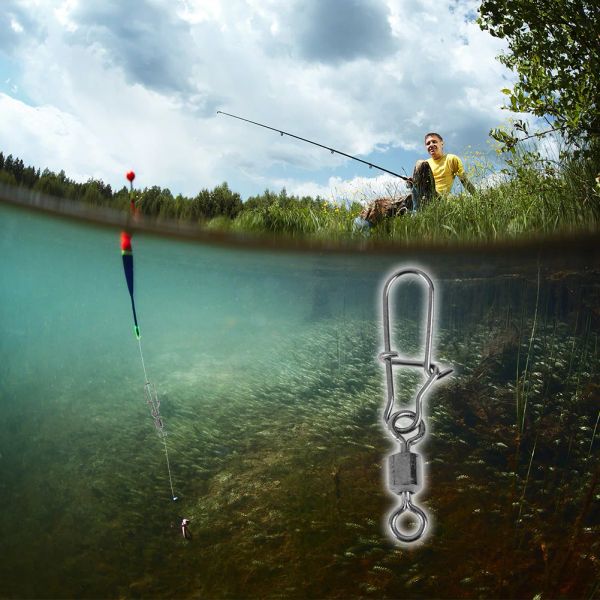 100/50pcs Balıkçılık Dönme ve Karabeşli Fishook Fishing Connector Pin Döner Metal Snap Haddeleme Döner Sazan Balıkçılık Aksesuarları