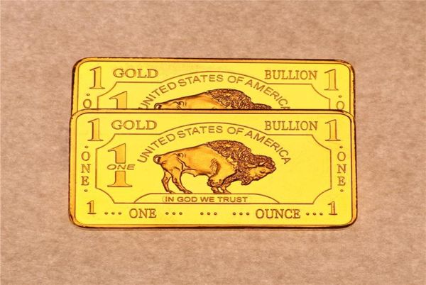 Andere Kunsthandwerk 1oz 24K Gold plattiert United States Buffalo Gold Bar Culion Coin Collection1063762