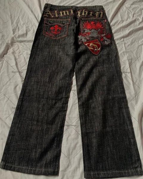 Jeans masculinos Y2K Gothic Mens Vintage Harajuku Patchwork