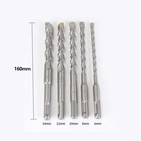 Bosch SDS Plus-1 Drill Bit Bit Set 160mm Round Hasth Four Pits Pits Brick Wall Concrete Masonry Impact Hammer Drill Bits 6/8/10/12mm