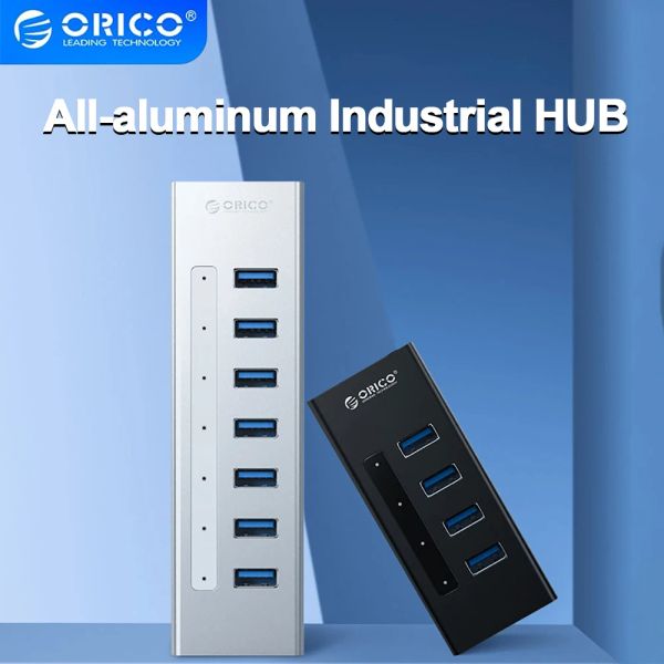 Hubs orico A3H7 Aluminio ad alta velocità 7Port USB 3.0 Hub Extension Splitter Adattatore USB Docking con accessori per laptop Power