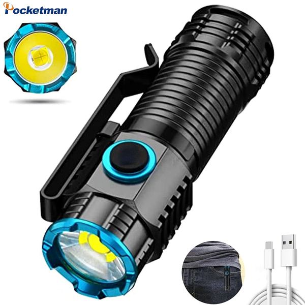 USB-wiederaufladbare LED-Taschenlampe mit Stiftclip-Pocket Mini Compact Torch leistungsstarke Batteriepalmlicht-Ladeanzeige