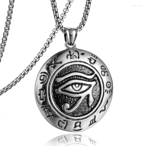 Ketten japanische und koreanische Punk Retro Round Anhänger Titanium Stahlkette Halskette Auge des Horus Gottes Accessoires