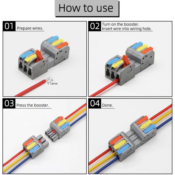 2/5/10pcs Docking Mini Schnelldrahtanschluss Universal Compact Electrical Kabelverbinder Drücken in Buttleiter Anschluss Block