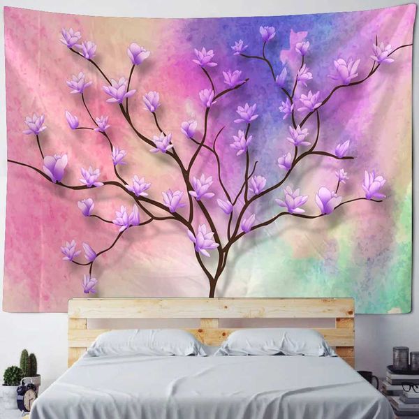 Wand Wandteppiche Grüne Bambuswald Wandteppich hängende Stoff Blume Baum Wandkunst Dekoration Schlafzimmer und Wohnzimmer Hintergrund Tuch R0411