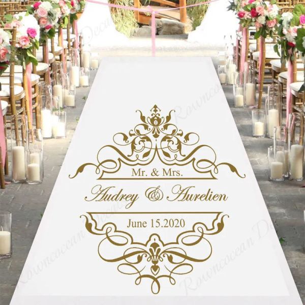 Adesivi Nome sposo personalizzato e appuntamento per la pista da ballo per matrimoni Decals Decorazione per feste in vinile Centro di adesivo 4496 220607
