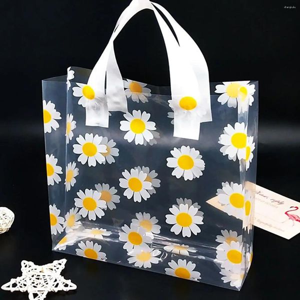 Geschenkverpackung 5pcs transparente Daisy -Taschen Geburtstag Hochzeitsfeier Verpackung Tasche Setzen Sie Lebensmittel Mittagessen Aufbewahrung