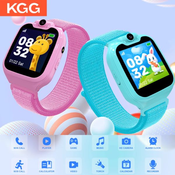 Relógios de 1,54 polegada Música infantil Smart Watch 2G Ligue para o telefone com o tf Card 16 jogos assistir Câmera rotável Câmera do relógio Presentes de aniversário.