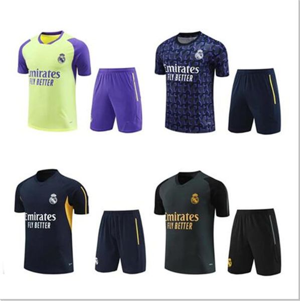 Tracksuits setzt Real Madrid Trainingsanzug Set 23 24 25 Kurzarm Shorts Männer und Kids Kit Fußball Chandal Futbol Survetement Madride Training Anzug Fußballtrikot S/2xl