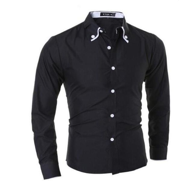 Camicie maschili di nuovo marchio casual collare camicia a maniche lunghe uomini casual slim fit design camicie fantasia men4607522