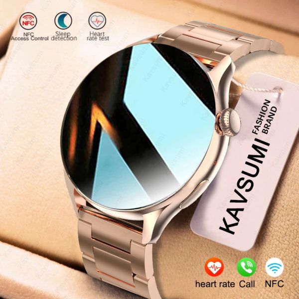 Watches 2023 NFC Akıllı Saat Kadınları 390*390 Ekran GPS hareket pist sporu Watches Kadın Manyetik Şarj Bluetooth Çağrı EKG Smartwatch