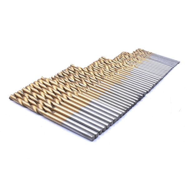 50-200pcs 1/1,5/2,0/2,5/3mm Titan beschichtetes Drehbohrer-Bitstahl für Holzbearbeitung Kunststoff und Aluminium-HSS-Bohrer-Bit-Set